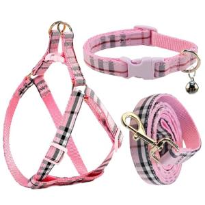NISIYE Cute Plaid Dog Harness and Leash Set
