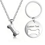 Personalized Bone Pendant Necklace & Keychain Set