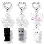 Cute Fuzzy Cat Plush Keychains Set of 3
