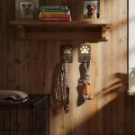 Paw Print Dog Leash Holder Wall Mount Set
