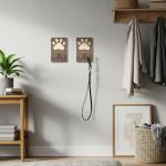 Paw Print Dog Leash Holder Wall Mount Set