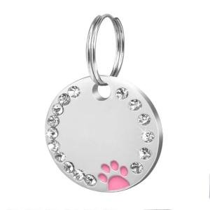 Personalized Cute Paw Pet ID Tag - Pink