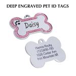Personalized Glittery Bone Stainless Steel Pet ID Tags