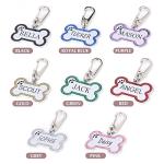 Personalized Glittery Bone Stainless Steel Pet ID Tags