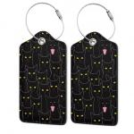 Cute Black Cat Luggage Tags with Privacy Flap