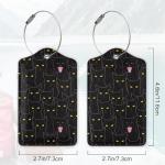 Cute Black Cat Luggage Tags with Privacy Flap