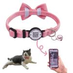 Personalized Pink Cat Collar with Bowtie and QR Code