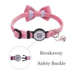 Personalized Pink Cat Collar with Bowtie and QR Code