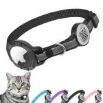 Black Breakaway Cat Collar with Airtag and QR Code