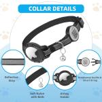 Black Breakaway Cat Collar with Airtag and QR Code