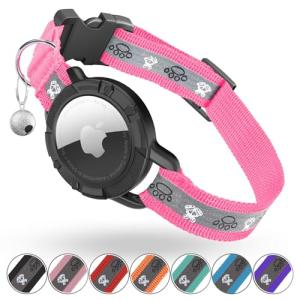 Reflective Cat Collar with AirTag Holder and Bell