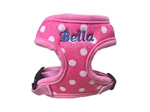Custom Pink Dog Harness with Name and Leash