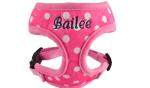 Custom Pink Dog Harness with Name and Leash