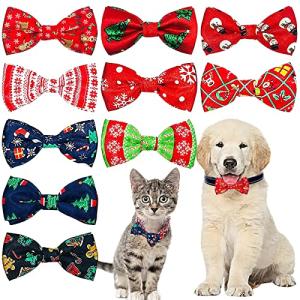 10-Pack Christmas Bow Tie Collars for Small Pets