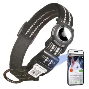 Reflective Dog Collar with AirTag Holder & QR Code