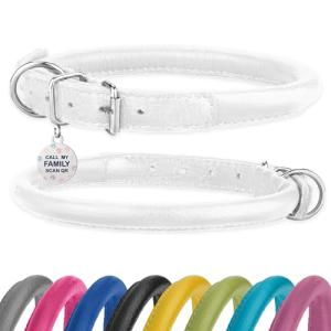 Soft Leather Dog Collar with ID Tag for All Sizes