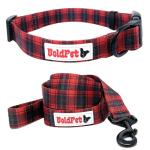 BOLDPET® Adjustable Plaid Dog Collar and Leash Set