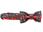 Christmas Plaid Dog Collar with Bowtie Adjustable
