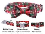 Christmas Plaid Dog Collar with Bowtie Adjustable