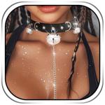 Gothic Leather Choker Collar and Leash Set