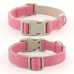 Hot Pink Cotton Hemp Dog Collar and Leash Set