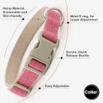 Hot Pink Cotton Hemp Dog Collar and Leash Set