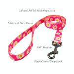 Cute Pink Daisy Dog Collar and Leash Set