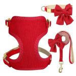 Didog Red Bowtie Dog Harness, Collar, and Leash Set