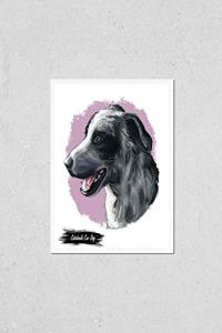 Catahoula Cur Dog Hand-Drawn Poster Print