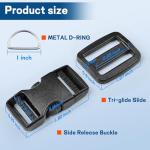 8 Pack Quick Release Plastic Buckles with D-Rings