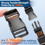 8 Pack Quick Release Plastic Buckles with D-Rings