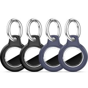Waterproof 4-Pack Airtag Keychain Holders - Black/Navy