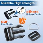 8 Pack Quick Release Plastic Buckles with D-Rings