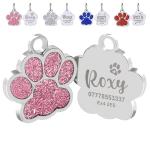 Personalized Glitter Pet ID Tags with Paw Print