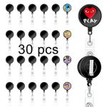 30 Pack DIY Retractable Badge Reels - Black
