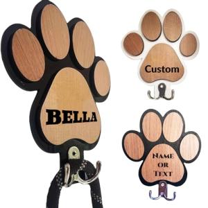 Personalized Pet Leash and Key Holder Wall Mount