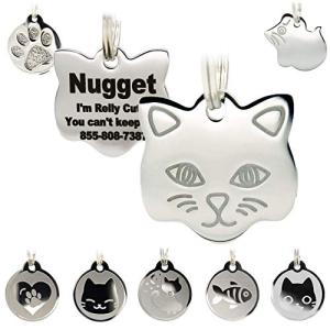 Personalized Engraved Cat ID Tags - Stainless Steel