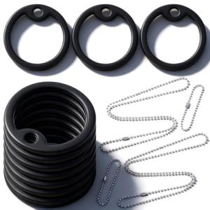 10 Pack Black Dog Tag Silencers with Chains