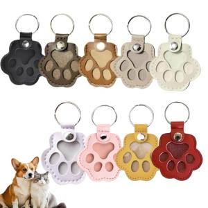 Paw Shaped Leather Keychains Set for Pets