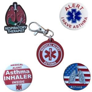 Asthma ID Set with Keychain and Pins