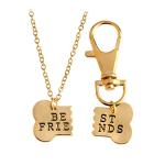 Meiligo® Dog Bone Necklace Keychain Set, Gold