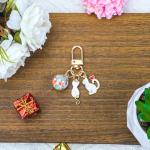 Romantic Cat Keychains with Heart Charm for Her