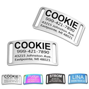 Customized Engraved Slide-On Pet ID Tags,Personalized Stainless Steel Collar Tag, Noise-Free Design for Dogs & Cats,Durable & Lightweight 4 Size for Large and Small Pets,Closed Ends（Silver）