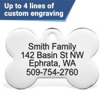 GoTags Stainless Steel Pet ID Bone Round and Heart Shaped Tags with Enamel Paw Design, Personalized Dog and Cat Tags, up to 5 Lines of Custom Text, Engraved on Both Sides (Sage, Regular Bone)
