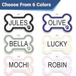 GoTags Stainless Steel Pet ID Bone Round and Heart Shaped Tags with Enamel Paw Design, Personalized Dog and Cat Tags, up to 5 Lines of Custom Text, Engraved on Both Sides (Sage, Regular Bone)