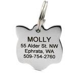 GoTags Cat ID Tag, Personalized Cat Shape Pet ID Tag in Stainless Steel, Includes up to 4 Lines of Custom Engraved Text – Stainless Steel, Kitty Face