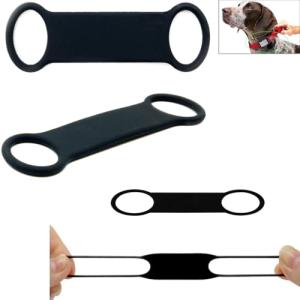 DraCra 4 Pack Dog Tag Rubber Band Replacement Silicone Elastic Holder for Slide On Dog Tags Personalized Name ID Silent Noiseless Attachement QR Code Cat Pet Online Profile Display 2 Sizes