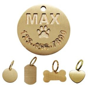 CPAKOWLGOO Solid Brass Deep Engraved Pet ID Tag-Personalized Dog/Cat Collar Tag with Name-Durable,Rust-Resistant,Customizable