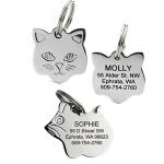 GoTags Cat ID Tag, Personalized Cat Shape Pet ID Tag in Stainless Steel, Includes up to 4 Lines of Custom Engraved Text – Stainless Steel, Kitty Face
