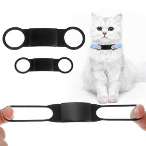2 PCS Silicone Dog Tag Holder Personalized Slide on Pet Id Tags Silicone Elastic Holder Dog Flat Rubber Band Replacement for Puppy Kitten Small Dogs Cat Name Id Silent Noiseless Attachement